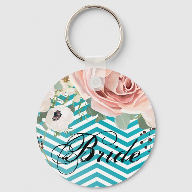 Bride Nyckelring Geometric Ro Chevron Teal (Framsida)