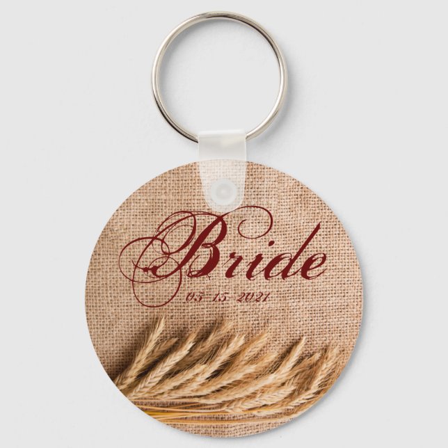 Bride Nyckelring Wheat on Burlap Sack Land Rusti (Framsida)