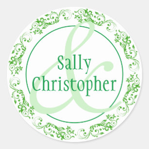 Bride och brudgummens namn tillsammans. runt klistermärke