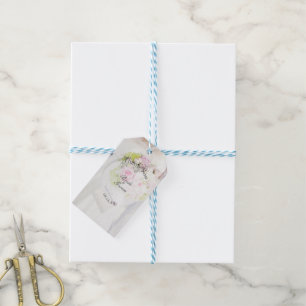 Bride och Flower Bouquet Editable Bröllop Presentetikett