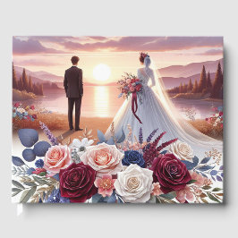 Bride och Groom Blommigt Bröllop Guest Bok