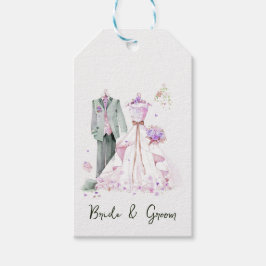 Bride och Groom Bröllop Dress & Kostym Presentetikett