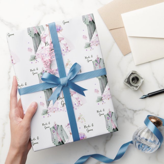 Bride och Groom Bröllop Dress & Kostym Presentpapper (Gifting)