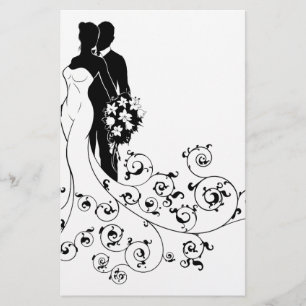 Bride och Groom Bröllop Möhippa Dress Silhouette Brevpapper