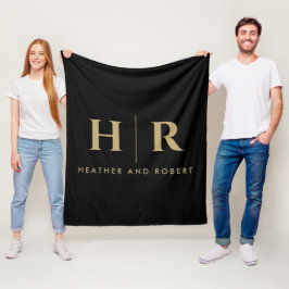 Bride och Groom Bröllop Monogram - minimalistisk m Fleecefilt