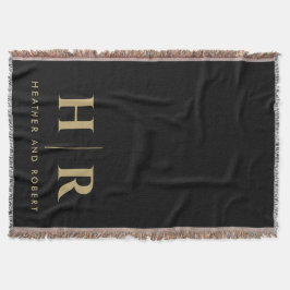 Bride och Groom Bröllop Monogram, minimalistvävnad Filt