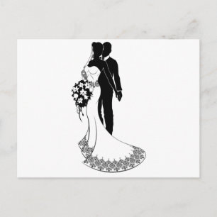 Bride och Groom Bröllop Silhouette Vykort