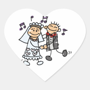 Bride och Groom Celebrate Bröllop Hearts Hjärtformat Klistermärke
