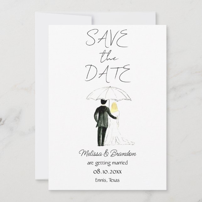 Bride och Groom Couple Watercolor Rustic Bröllop Inbjudningar (Framsida)