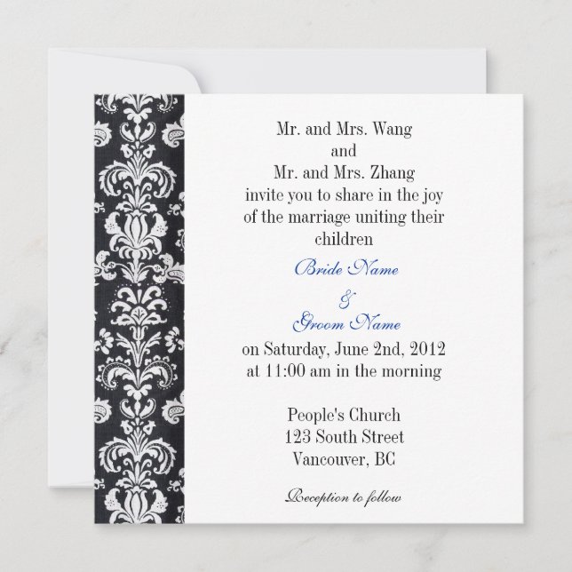 Bride- och Groom-föräldrar, bröllopsinbjudan Inbjudningar (Framsida)
