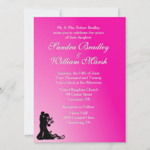 Bride och Groom Fuchsia Inbjudningar