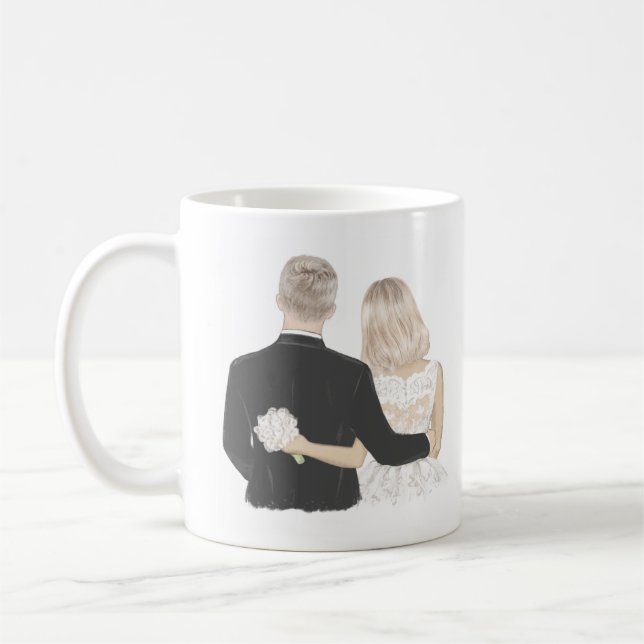 Bride och Groom Illustration Coffee Mugg (Vänster)