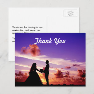 Bride och Groom in Sunset Tack Postcard Vykort