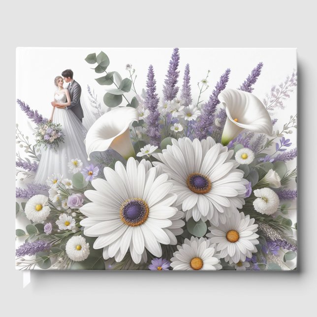 Bride och Groom med Daisy, Lavender Gästböcker (Framsida)