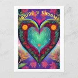 BRIDE OCH GROOM MEDDELANDE VYKORT