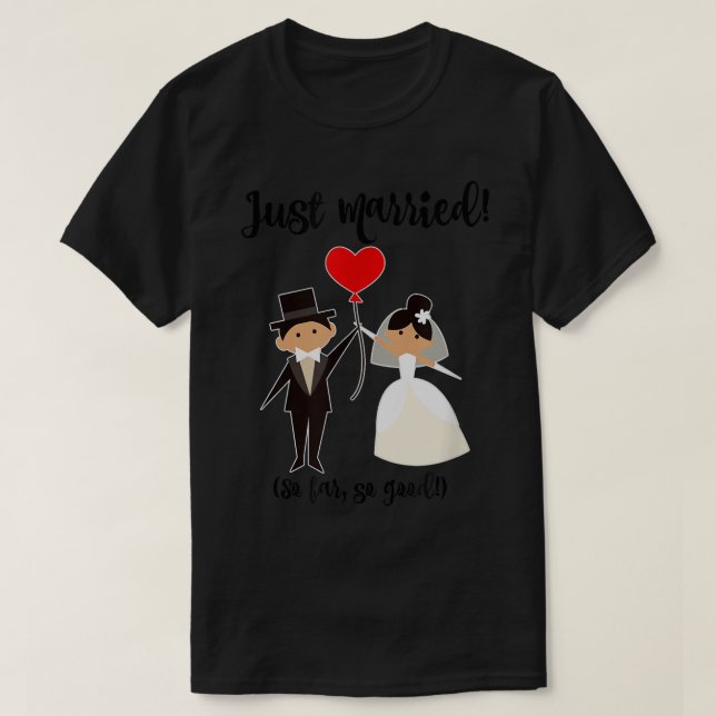 Bride och Groom Ny gifta Cute Honeymoon T Shirt (Design framsida)