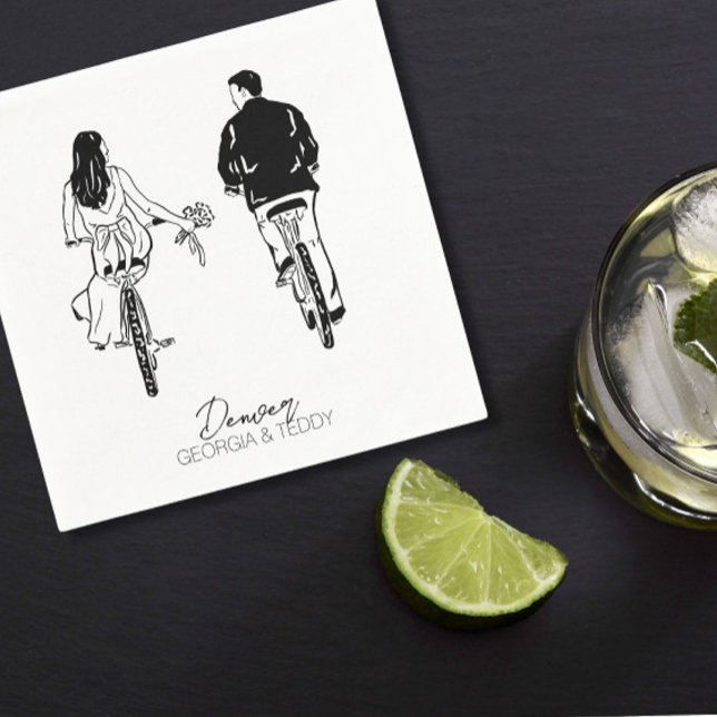 Bride och Groom på Bröllop-kackernapkin från Bikes Pappersservett (Skapare uppladdad)