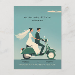 Bride och Groom på motorcykel Vykort