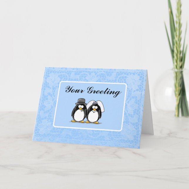 Bride och Groom Penguin Card Kort (Framsida)