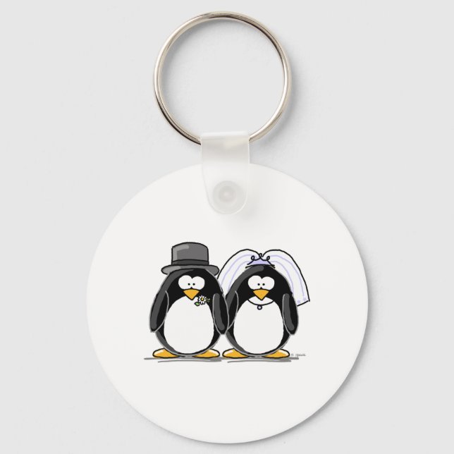 Bride och Groom Penguins Nyckelring (Framsida)