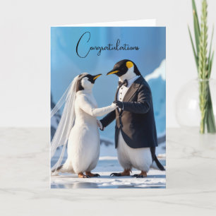 Bride och Groom Penguins på ett isberg Kort