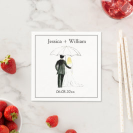 Bride och Groom Rustic Modern Elegant bröllop Pappersservett