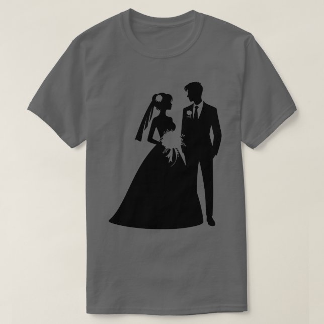 Bride och Groom Silhouette T Shirt (Design framsida)