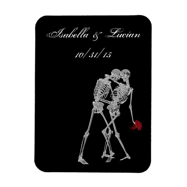 Bride och Groom Skeleton Gothic Vampire Bröllop Magnet (Vertikal)