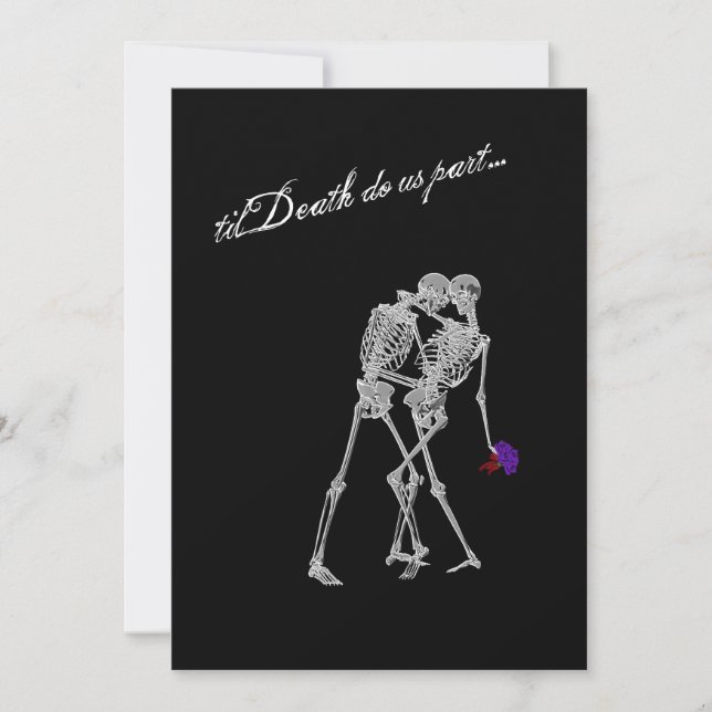 Bride och Groom Skeletons Goth Bröllop Inbjudningar (Framsida)