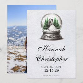 Bride och Groom Snö Globe Spara Datumet