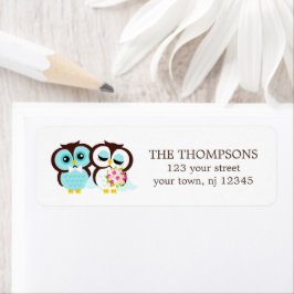 Bride och Groom Uggla Bröllop Returadress Etikett