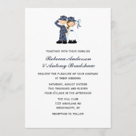 Bride och soldat i Blue Camouflage Bröllop Inbjudningar