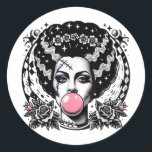Bride of Frankenstein Bubblegum Monster Halloween Runt Klistermärke<br><div class="desc">Bride of Frankenstein Bubblegum Monster Halloween Costume</div>