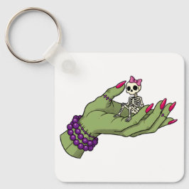 Bride of Frankenstein Hand with Skeleton Bow Nyckelring