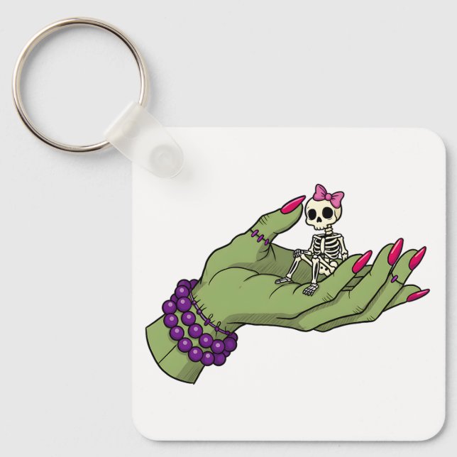 Bride of Frankenstein Hand with Skeleton Bow Nyckelring (Framsida)