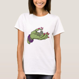 Bride of Frankenstein Hand with Skeleton Bow T Shirt