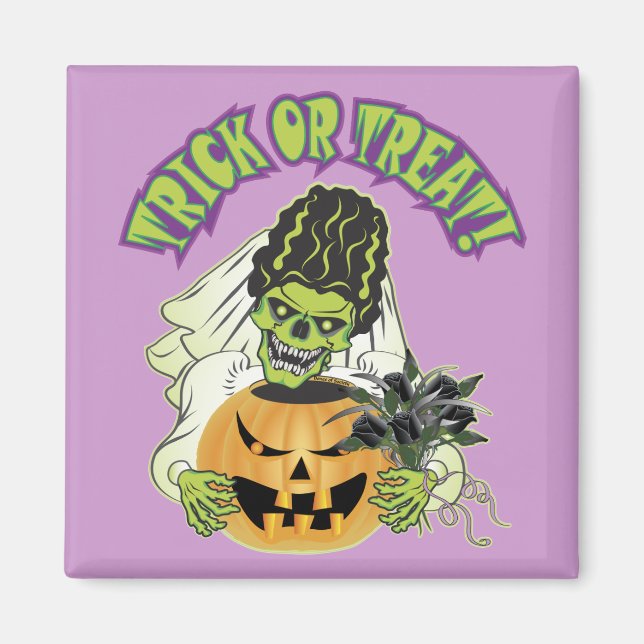 Bride of Frankenstein Skull Magnet (Framsidan)