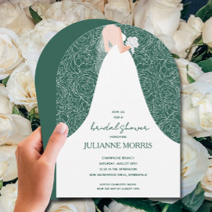 Bride on Emerald Grönt Möhippa Arch Inbjudningar