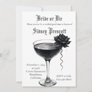"Bride or Die" Bachelorette Party bjudande Har Inbjudningar