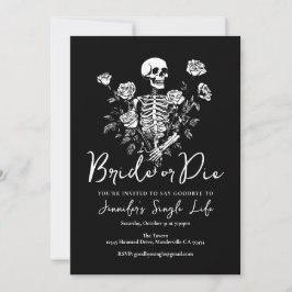 Bride or Die Floral Skeleton Bachelorette Party Inbjudningar