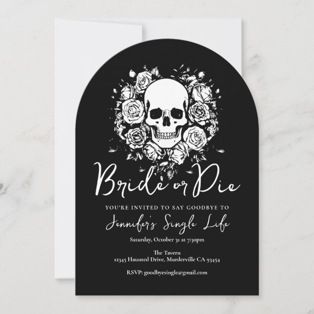 Bride or Die Floral Skull Bachelorette Party Inbjudningar (Framsida)