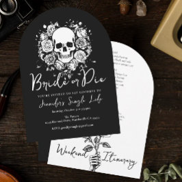 Bride or Die Floral Skull Bachelorette Weekend Inbjudningar