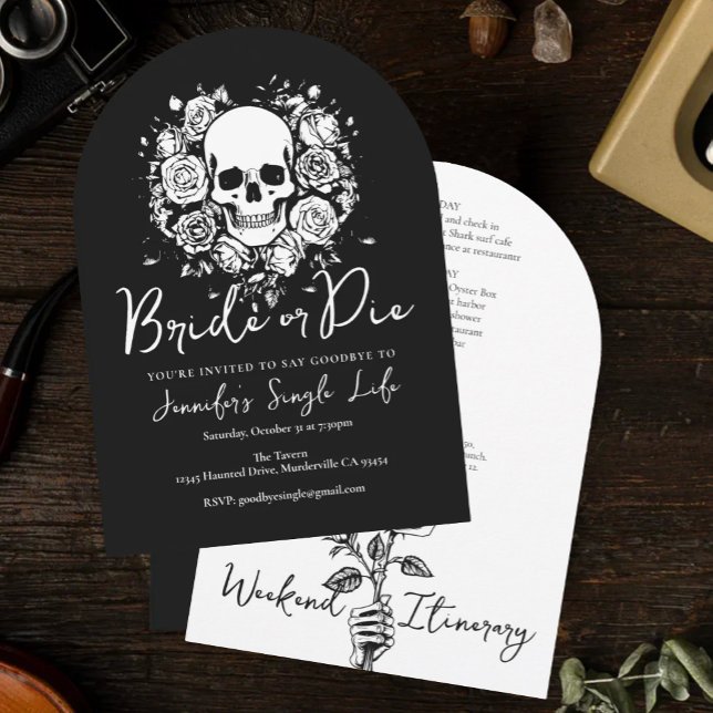 Bride or Die Floral Skull Bachelorette Weekend Inbjudningar (Skapare uppladdad)