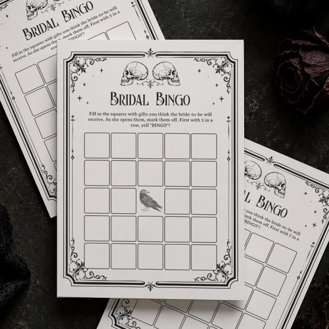 Bride or Die Goth Bröllopsdusch Bingo Spelkort Inbjudningar (Skapare uppladdad)