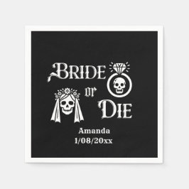 bride or die gothic black and white pappersservett
