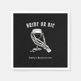 Bride Or Die Gothic Skeleton Bachelorette Party Pappersservett
