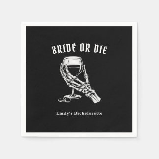 Bride Or Die Gothic Skeleton Bachelorette Party Pappersservett