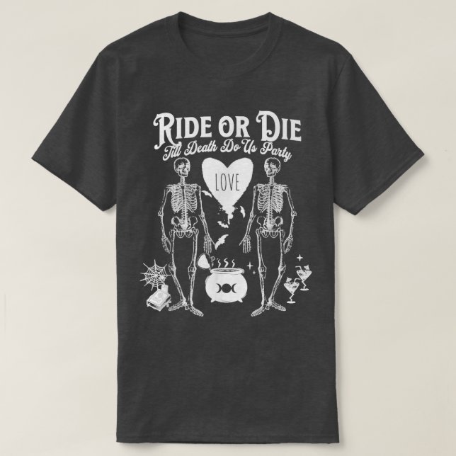 Bride or Die Gothic Witchy Halloween Bachelorette  T Shirt (Design framsida)