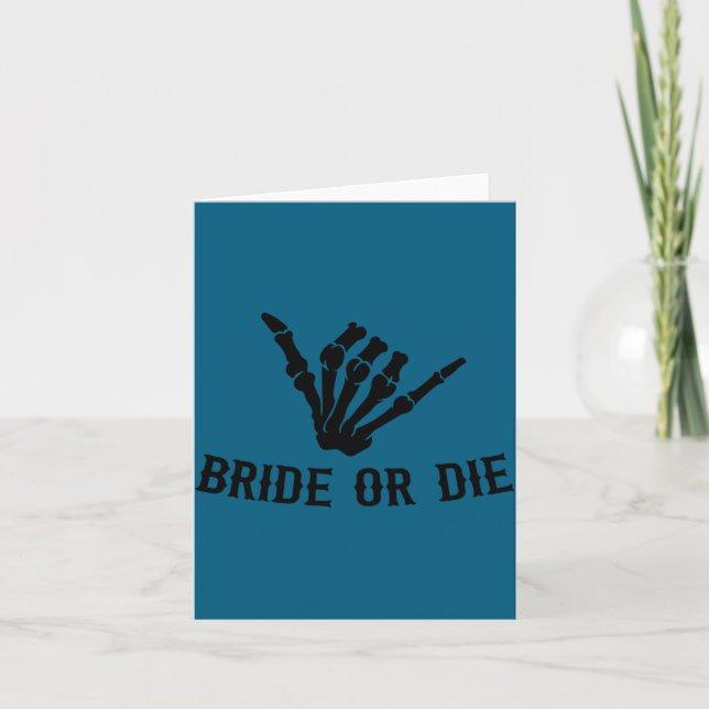 Bride Or Die Rockstar Skeleton Bachelorette Party  Kort (Framsida)