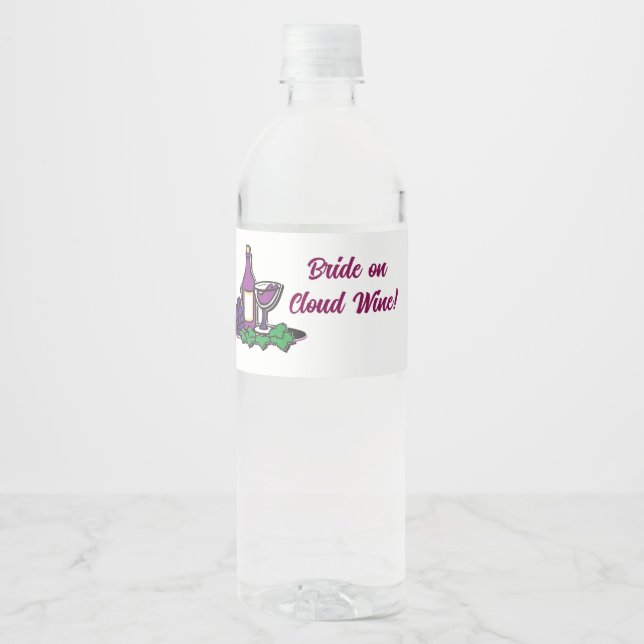 Bride på Cloud Vin! Vattenflaskor Etikett (Framsida)
